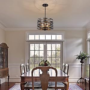 126 farmhouse chandeliers for dining room 3 light industrial metal hanging light fixture rustic drum pendant light for entryway kitchen foyer bedroom black with retro wood texture interior  urban country home decor