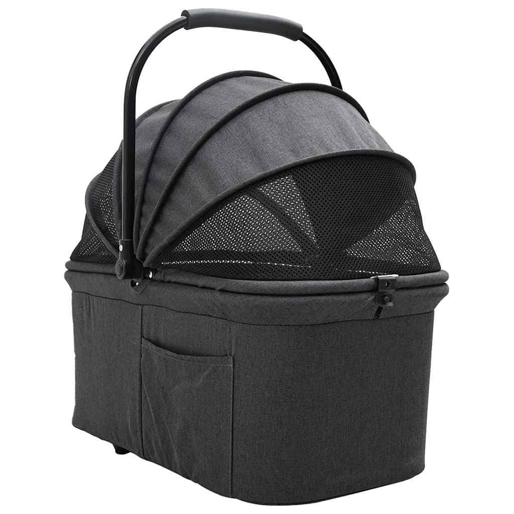 Passeggino pieghevole per animali domestici nero, in poliestere con telaio in acciaio, dimensioni 78 x 54 x 101 cm, per cani e gatti fino a 25 kg, con tasche laterali, cestino