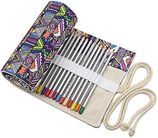 BTSKY Canvas Colored Pencil Roll Wrap 72 Slot -Coloring Pencil Holder Organizer for 72 Colored Pencils, NO Pencils (Bohemian)
