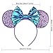 Eisyaa Mouse Ears Bow Headbands (Metalic Purple, Medium)