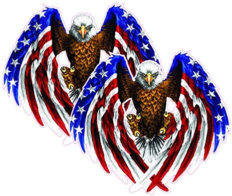 Bald Eagle American Flag Eagle Wings Decal ( 2 Pack ) is 5.5" in size. from the United States