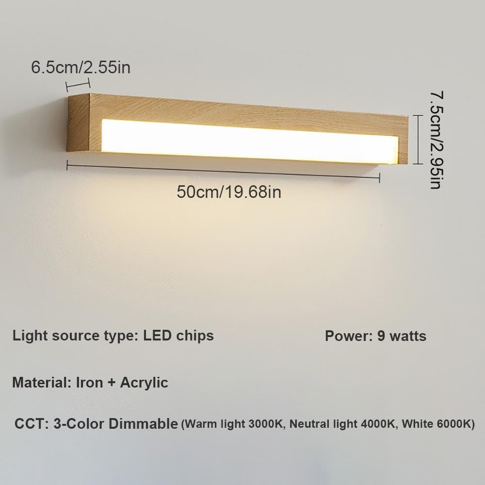 Kinkiet Nowoczesny LED, Drewnopodobny Pasek Lampy Ścienna Korytarz