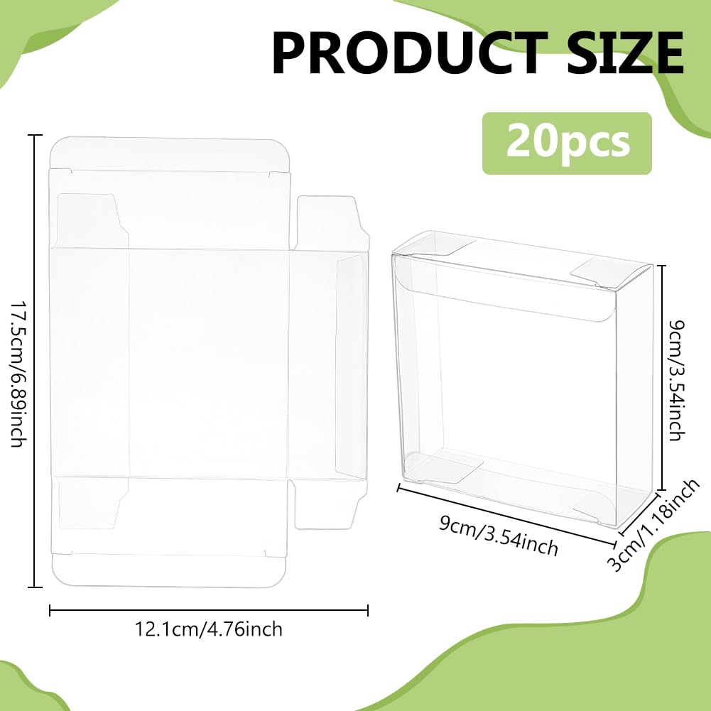 BENECREAT 20PCS 3.5x3.5x3.5 Square Clear Favor Boxes Flim Covered Clear PVC Packing Boxes Wedding Birthday Party Candy Treats