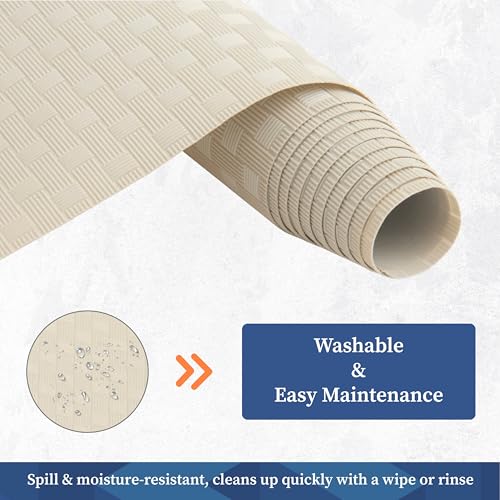 Image of Homestrap Checks Multipurpose Anti-Slip Mat (45cm X 5m)| Ideal for Kitchen Shelves, Drawers, Cabinets, Fridge, and Tables | Washable, Waterproof, and Durable Shelf Liner for Cupboards in Beige