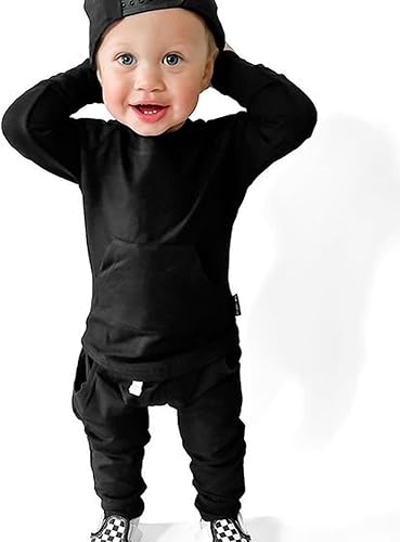 Miniatura 7 de VISGOGO Ropa para bebé niño de 3 a 6 meses, trajes con capucha para niños de 12 a 18 meses, pantalones deportivos para otoño e invierno