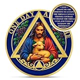 Good Shepherd Blessing 1 Year Sobriety Coin - One Day at A Time Religious AA Coins - Addiction Recovery Christian AA Chips and Medallions - God Serenity Prayer Alcoholics Anonymous Anniversary Gifts
