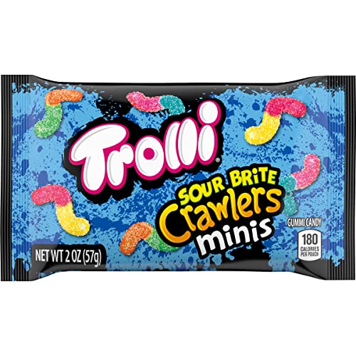 Image of Trolli Sour Brite Crawlers Minis Candy, Sour Gummy Worms, 2 Ounce Treat-Size Pouches (Pack Of 36)