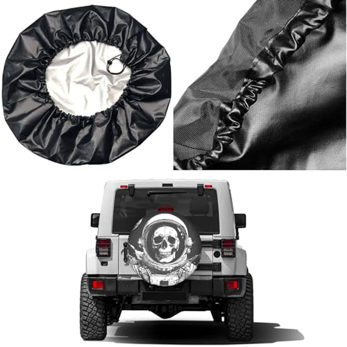 Image of Dujiea Astronaut Music Skull Spare Tire Cover, Universal Wheel Tire Cover Waterproof Dust-Proof Tire Protectors for Trailer Rv SUV Truck Camper and Many Vehicle 14 15 16 17 Inch
