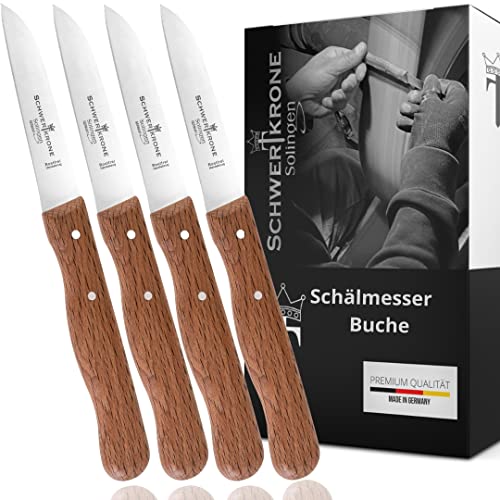 Solingen Set de couteaux à légumes avec manche en bois, lame très tranchante, fabriqué en Allemagne, inoxydable, passe au lave-vaisselle, Bois Acier inoxydable, 3" gerade Cover