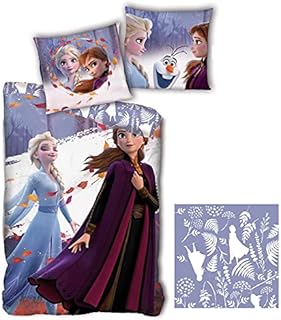 Pościel Anna i Elsa Frozen - Poszewka na kołdrę Reversible 140x200 cm + poszewka na poduszkę 63x63 cm