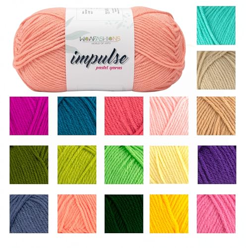 Image of WOAFashions Impulse Hand Knitting & Crochet Yarn, Premium Acrylic, 4 : Medium (Peach Blush) (3x100gms / 3.5oz / 200mtr / 218yds)