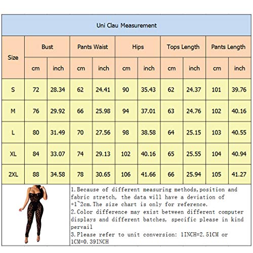 Women Sexy See Through Two Piece Jumpsuits Halter Camisole Bodysuit Sheer Mesh Skinny Pants Club Long Romper Black L #TOP6