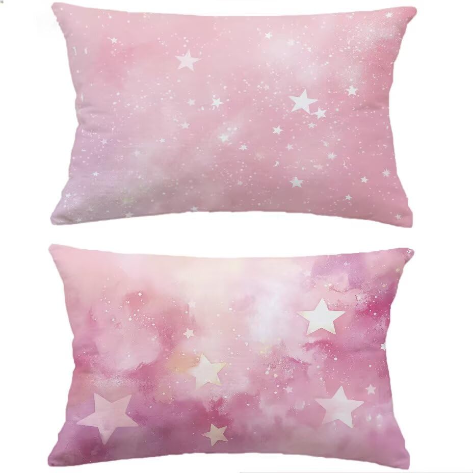 Housse de coussin extérieur 80x100 cm imperméable rose aspect lin pour salon de jardin