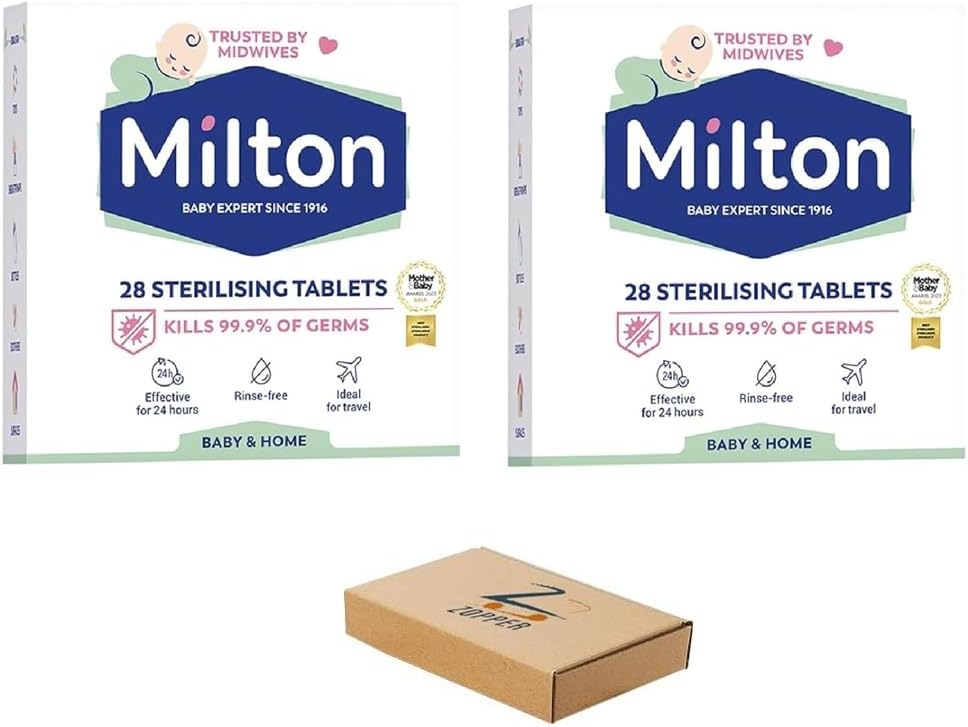 2 x 28 Milton Sterilising Tablets for Cleaning Baby Feeding Accessories and Breastfeeding Equipment Cleaning Baby Bottles Rinse-Free Ideal for Travel Home Household Hygiene (56 Tablets)