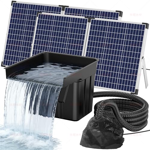 Biling 110W Kit de Cascade Solaire avec Système de Filtration, Pompe Solaire 4200L/H et Tuyau de 3m, Kit de Ruisseau pour Bassin de Jardin et Décoration Extérieure,...