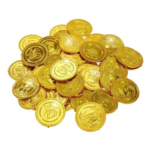 CXNXFD Lot de 50 pièces d'or, trésor de pirate, pièces d'or argent factice pour anniversaire...