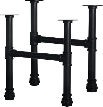 HouseAid 16 Inch Industrial Pipe Legs, Rustic Iron Legs for Custom Tables and Furniture, DIY Heavy Duty Metal Legs for Farmhouse Home Decor, Matte Black