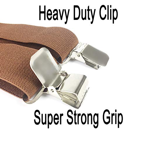Moulen Men's X-Back 2 Inches Wide Heavy Duty Clips Adjustable Suspenders, Black, Size Large #TOP3