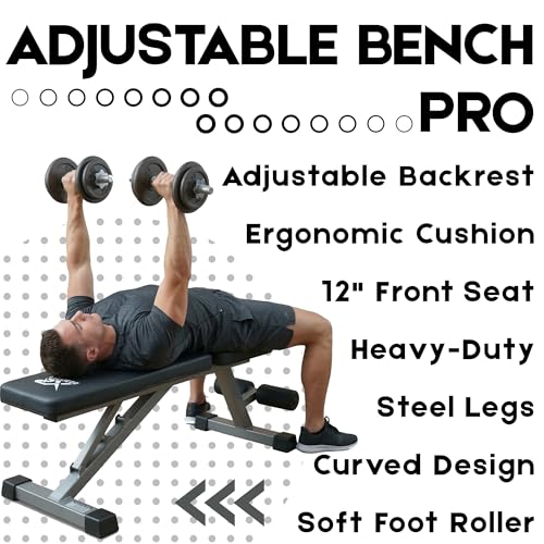 Image of Adjustable Gym Bench with 6-Level Backrest, Adjustable Front Seat, Ergonomic Curved Cushion, Supportive Front Leg & Heavy-Duty Steel Legs for Home Gym Workouts