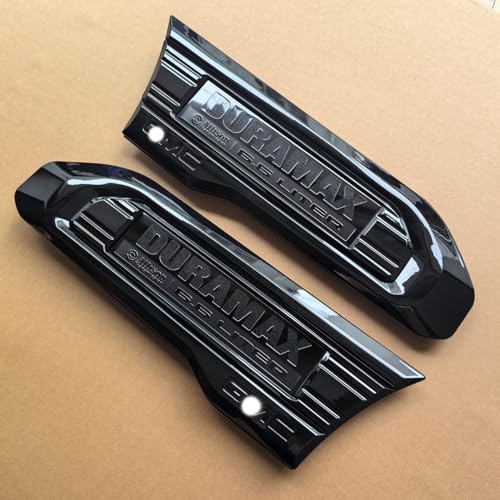 Image of 2pack OEM 2020-2023 Duramax 6.6L Liter Allison Diesel Vent Emblem Right Left 3D Nameplate Badge Replacement for Sierra 2500HD 3500HD 84586287 84586288 (Gloss Black)