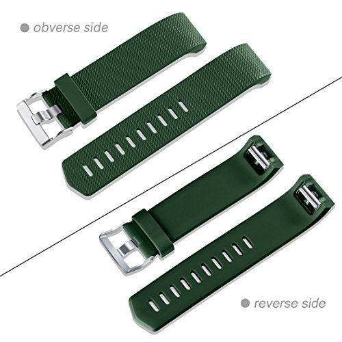 Maledan Bands Replacement Compatible with Fitbit Charge 2, 3-Pack, Large Black/Slate Blue/Green