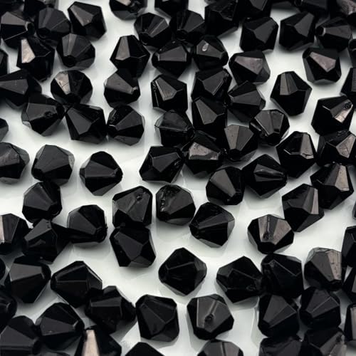 YHYPOCI 1000pcs 6mm Acrylic Bicone Beads Faceted Acrylic Crystal Spacer Beads for Bracelet Necklace Earring Keychain Jewelry Making Crafts(Black)