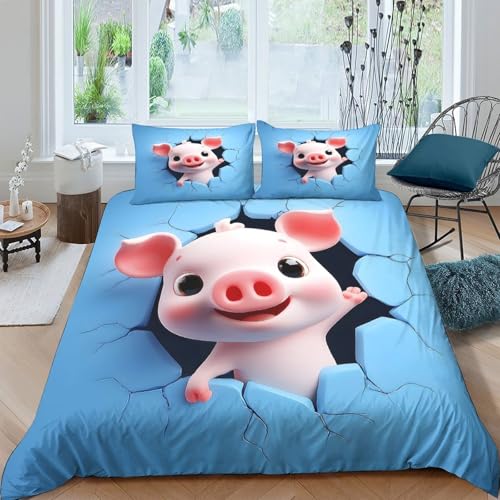 Parure de lit cochon mignon 140x200 microfbre pour enfant - 4