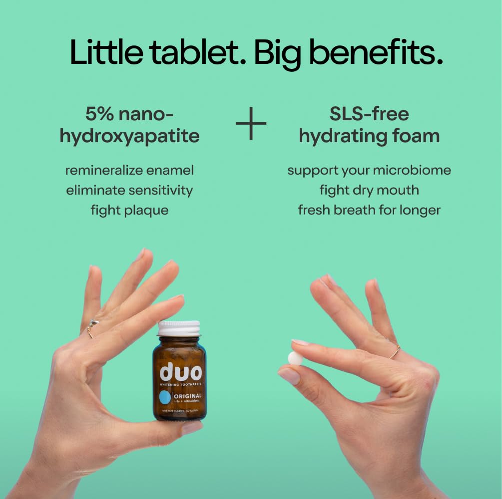 Duo Immunity Toothpaste Tablets – Vitamin D3 + B12 with Nano-Hydroxyapatite | Oral Health Supplement | Wild Mint & Sage Flavor | 186 Tablets, 1 Bottle