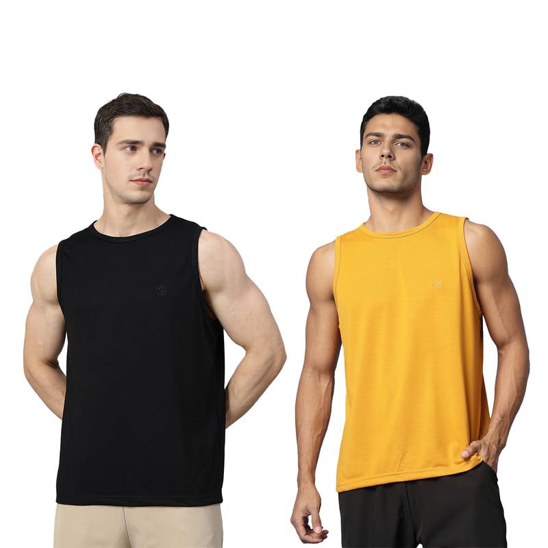 Image of CHKOKKO Tank Tops Sleeveless T-Shirt for Men Gym Wear Vest Solid Stylish Round Neck Running Sando for Sports Workout Fitness & Casual or Beach Wear