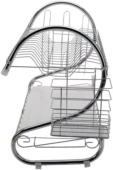 Miniatura 4 de Kitchen Stainless Steel Dish Cup Drying Rack Holder 2-Tier Dish Rack Sink Drainer, Over Sink Dish Drying Rack, Stainless Steel Utensil Holder Cup