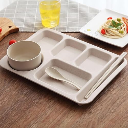 REENEW ランチプレート 深め すくいやすい 仕切り皿 分割プレート小麦プレート 部分プラッタ分割ディナー美濃焼 プレートバランスのとれた食事プレート大人のための子供 食洗機対応 (ベージュx2)