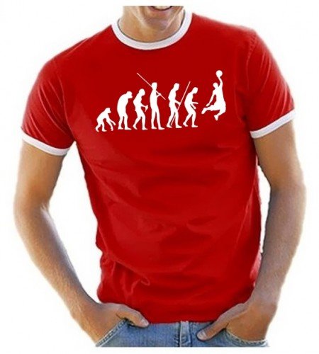 Coole-Fun-T-Shirts Basketball - Evolution ! T-Shirt Rot-Ringer Gr.S