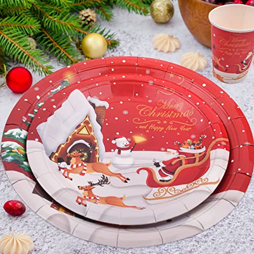 Christmas Party Supplies, Christmas Party Decorations, Include Christmas Plates, Christmas Napkins, 12 Oz Christmas Cups, 100 Pieces Serve 25 For Christmas, Birthday #TOP4
