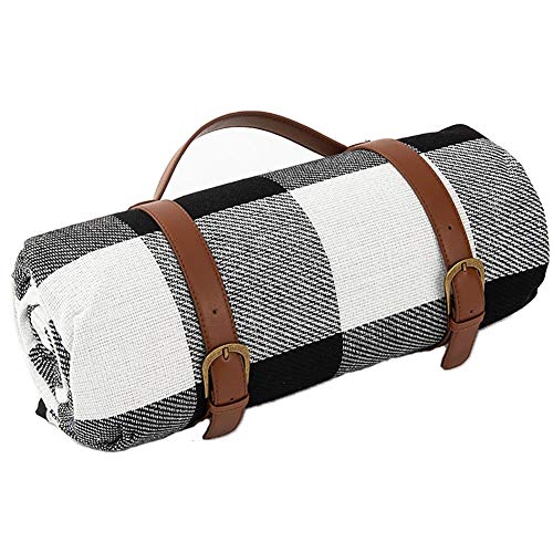 Karierte Picknick-Decke wasserdicht Sandfest Stranddecke Lederriemen tragbar faltbar Feuchtigkeitsdichte Matte isoliert Teppich zum draussen Camping Reise Wandern 150x200cm 200x200 cm