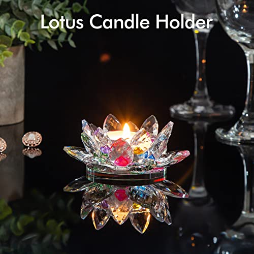 Erwei Lotus Candle Holder For Table Centerpiece 4.3” Crystal Tea Light Holder For Birthday Holiday Decor Glass Lotus Gift For Women Unique Votive Candle Holders For Wedding Party Home Décor #TOP1