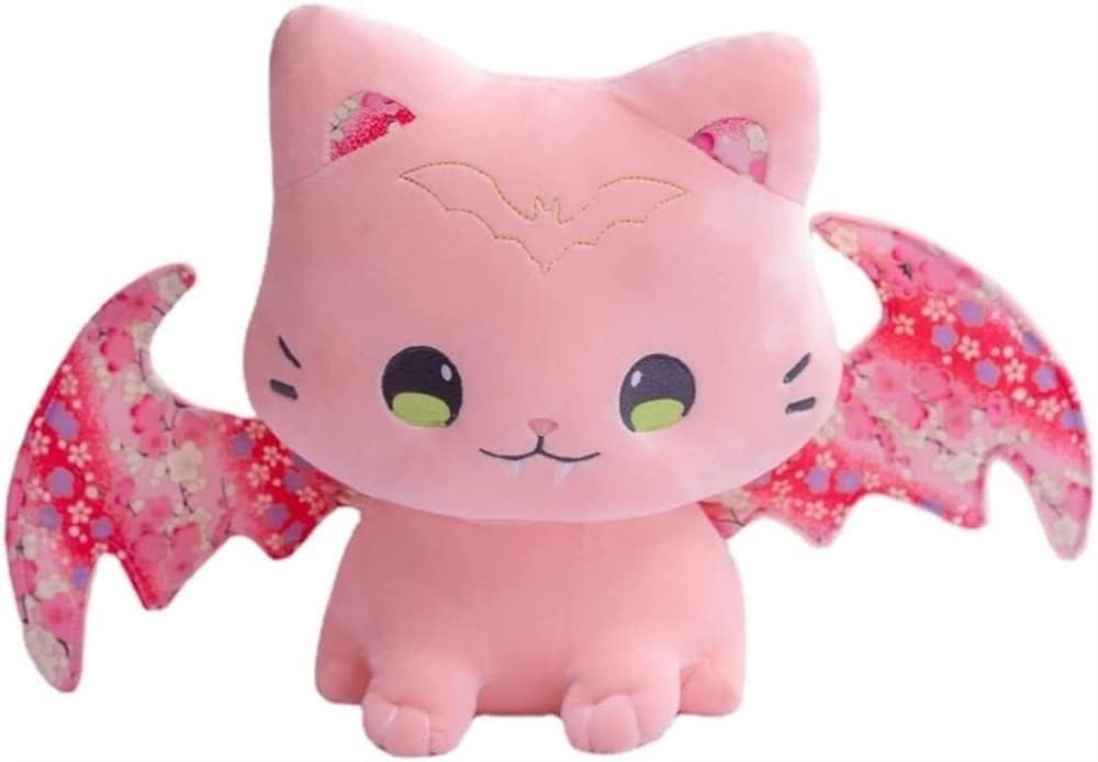 Juguete de peluche for niños, peluche de peluche, juguete de peluche de gato con alas lindas, alas de murciélago de Sakura japonesas, gato mágico de anime suave adecuado for el día de San Valentín, dí