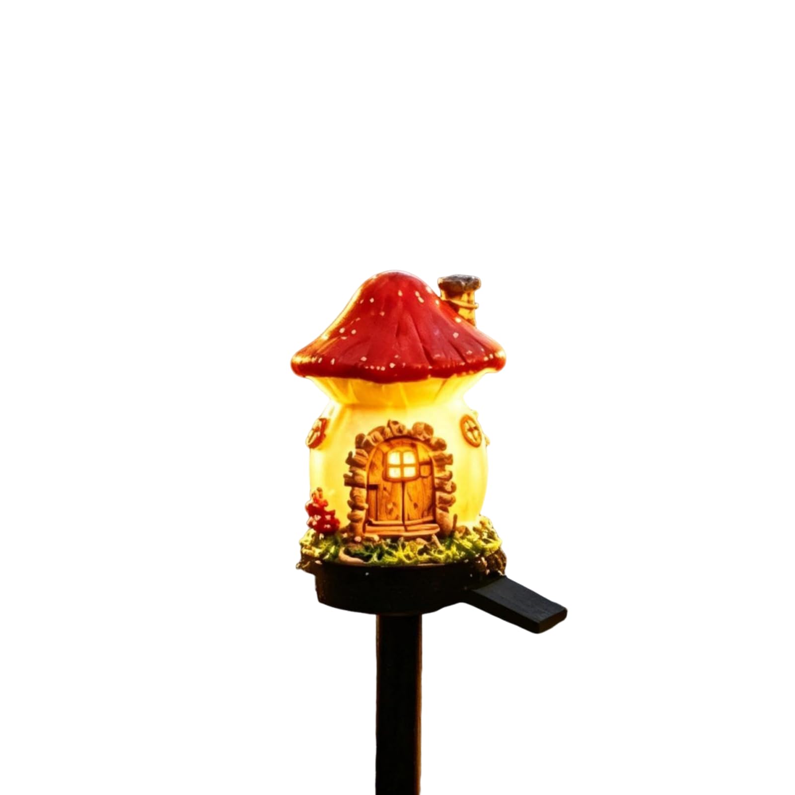 Mushroom Solar Lights Outdoor Garden, Fairy-Tale Mushroom Cottage Solar Stake Lights, Waterproof Resin Garden Ornaments Outdoor for Lawn, Walkway, Patio, Yard, Ideal Gifts for Women Mum (Red)