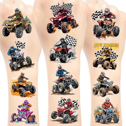 144 PCS Four Wheeler ATV Quad Bike Temporary Tattoos Stickers, Dirt Bike Party Favors ATV Birthday Party Decorations Supplies Gifts for Kids Teens Adults Boys Girls Classroom Rewards