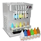 Kolice Commercial Countertop 5 flavors softy ice cream maker, 3+2 mixed flavors soft serve ice cream machine, frozen yogurt ice cream maker-ETL...