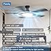 Passky Ceiling Fans with Lights, 52 inch Flush Mount Ceiling fan with Remote Control, Low Profile Ceiling Fan for Bedroom, Farmhouse, Reversible, 3CCT, Dimmable, Noiseless DC Motor, Black