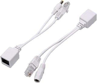 مجموعة حاقن ومقسم لنقل الطاقة عبر الايثرنت السلبي مع موصل محول طاقة تيار مستمر 5.5x2.1 ملم للاشارة الرقمية للشبكة، زوج واحد، لون ابيض، usb، من جير متوفر