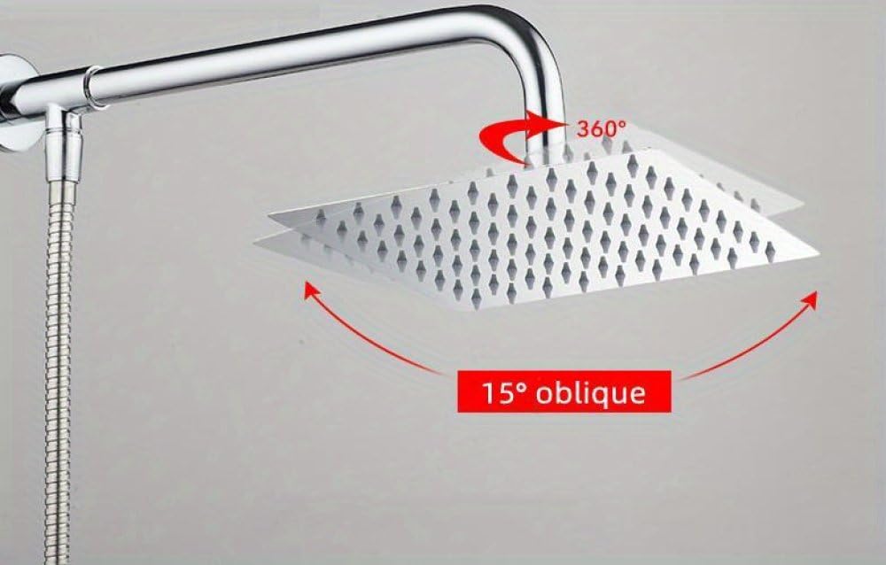 Cabezal de ducha Rociador superior de acero inoxidable Cabezal de ducha presurizado ultrafino Baño Lluvia Cascada Ducha Accesorios de baño, 10, pulgadas circular