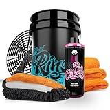 Nuke Guys Juego de Limpieza para el Coche para Principiantes – Cubo de Lavado con Rejilla para la Suciedad + champú para Coche Pink Cherry 0,5l + Esponja 3en1 + paño seco Gamma Dryer Twisted Pile XXL