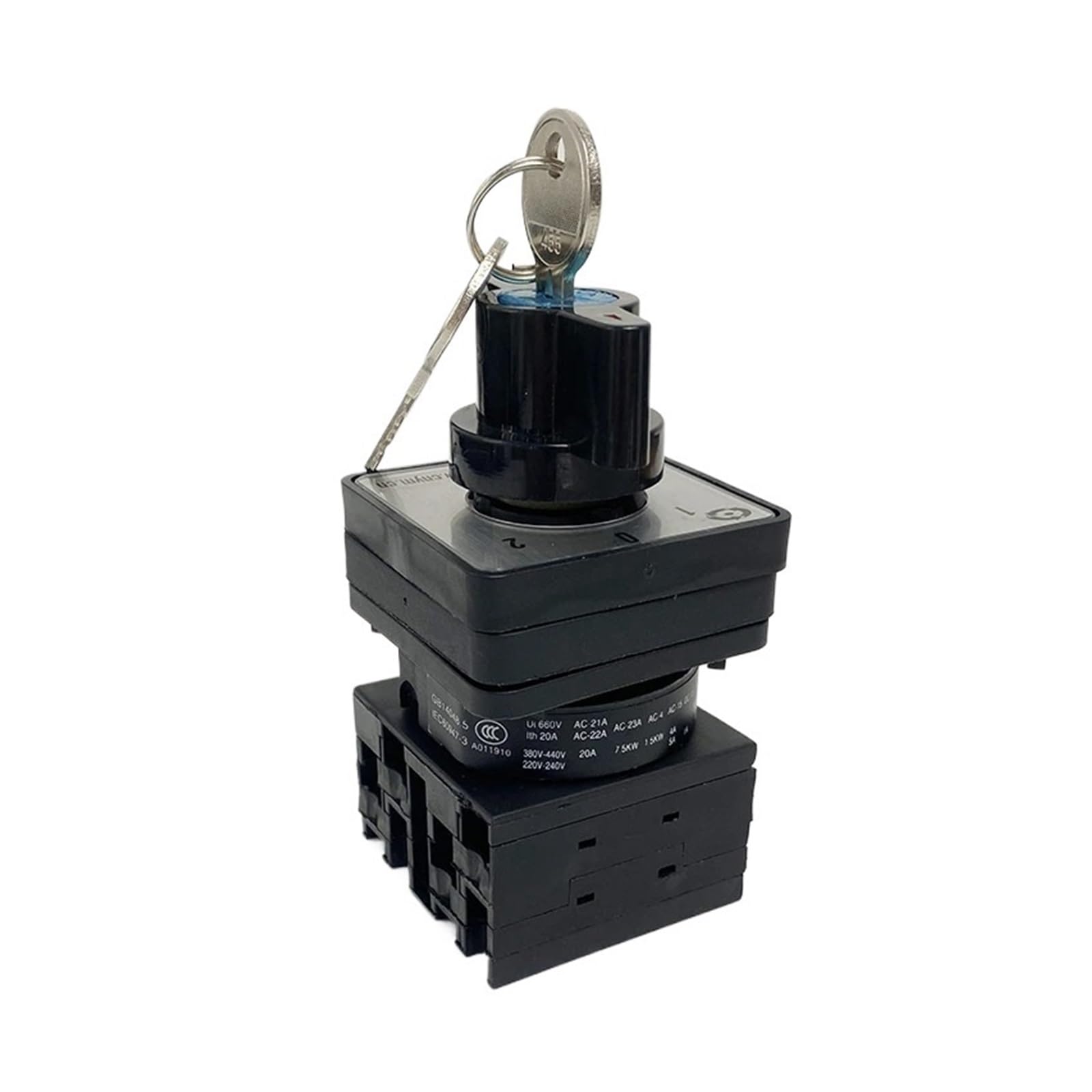 Interruptor de Leva de Cambio rotatorio de 3 Posiciones con Llave, 2 Polos, 690 V, 20 A, Circuito de Control selector, Doble Potencia YMW42S-20/2