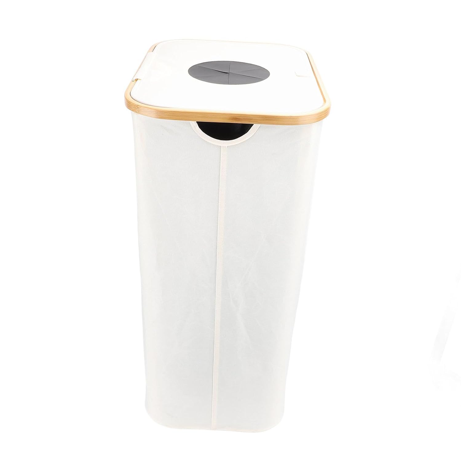 Yinhing Recycling Bin, Foldable Tall Narrow Oxford Cloth Bamboo Recycle Basket Bag with Removable Washable Inner Bag for Kitchen Home Office Indoors Outdoors (Beige)