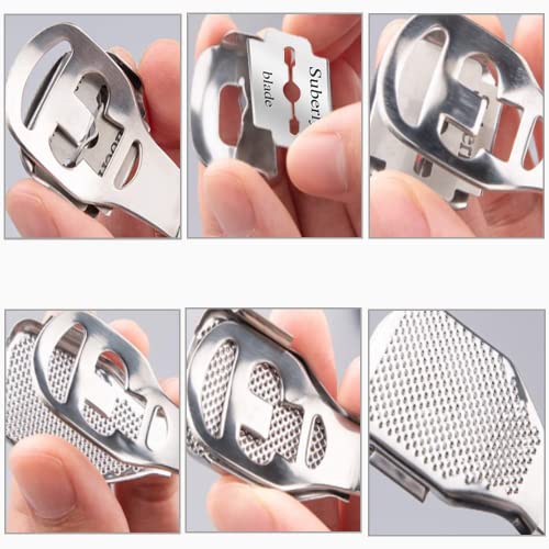 Hornhaut Hobel Set, Fußpflege Set, Edelstahl Hornhautentferner mit 10 Ersatz Klingen und 1 Hornhautraspel Kopf