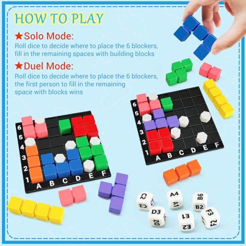 STEM Puzzle Game The Brain Square with 160000+ Solutions Pattern Matching Blocks Brain Teaser Toy Roll Dice & Race Your Opponent to Fill Grid Travel Game for Kids & Teens Back to School Birthday Gift - Image 5