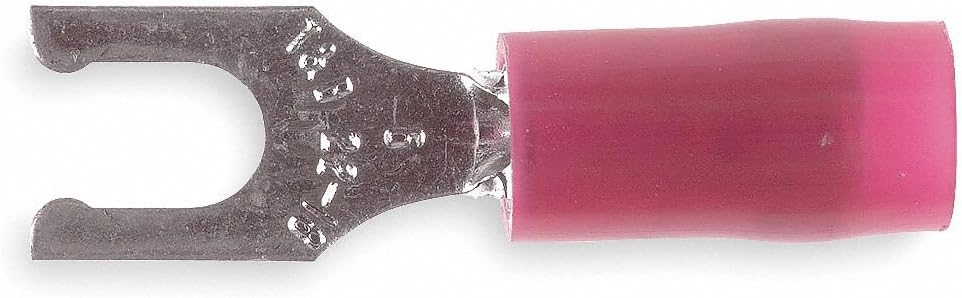 Fork Terminal, Red Nylon, Overlapped Seam, 22 to 16 AWG, 100 PK RA18-6FL - 1 Each