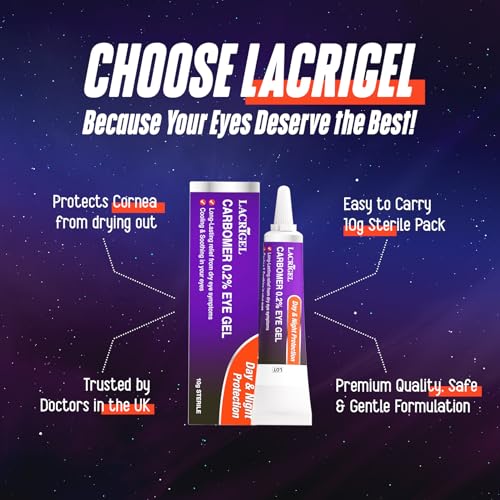 Lacrigel Dual CARBOMER 0.2% - Eye Gel for Dry, Tired, and Red Eyes - Soothes Irritation, Reduces Soreness - 24x7 Day and Night Protection - Safe and Premium Formulation - Sterile Pack of 10g - Image 7