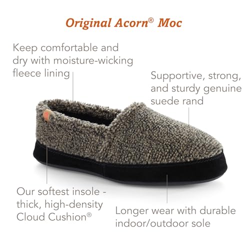 Acorn Men's Moc Slippers with Memory Foam Insole Suede Sidewall and Rubber Outsole (Tex/Polar)2